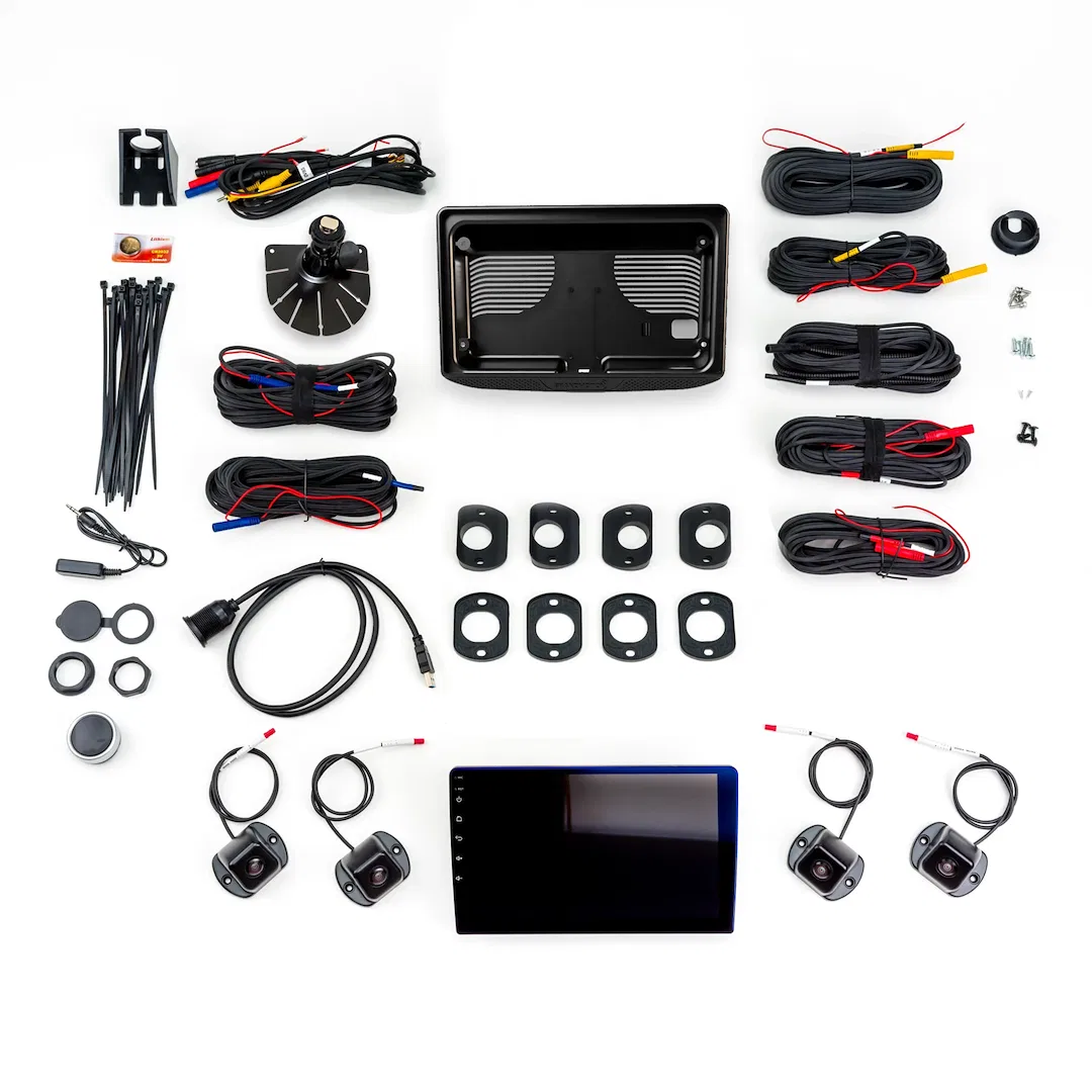 FLTW-3601 – BRAND MOTION Backup Camera, Camera Mount Left And Right Side Mirror/ Rear And Front Of Vehicle 9.1 Inch A...